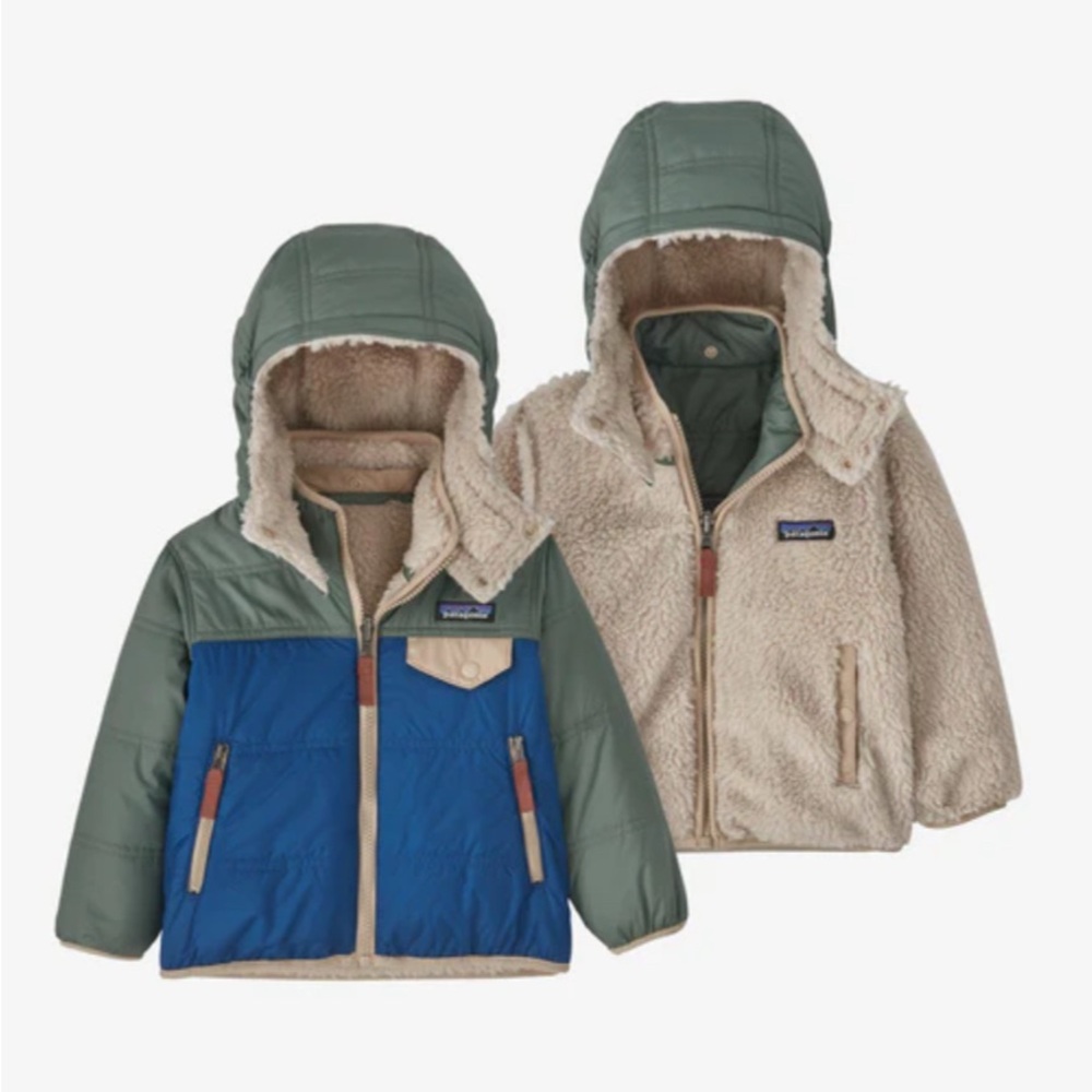 Patagonia Kids' Reversible Jacket - Olive and Royal Blue